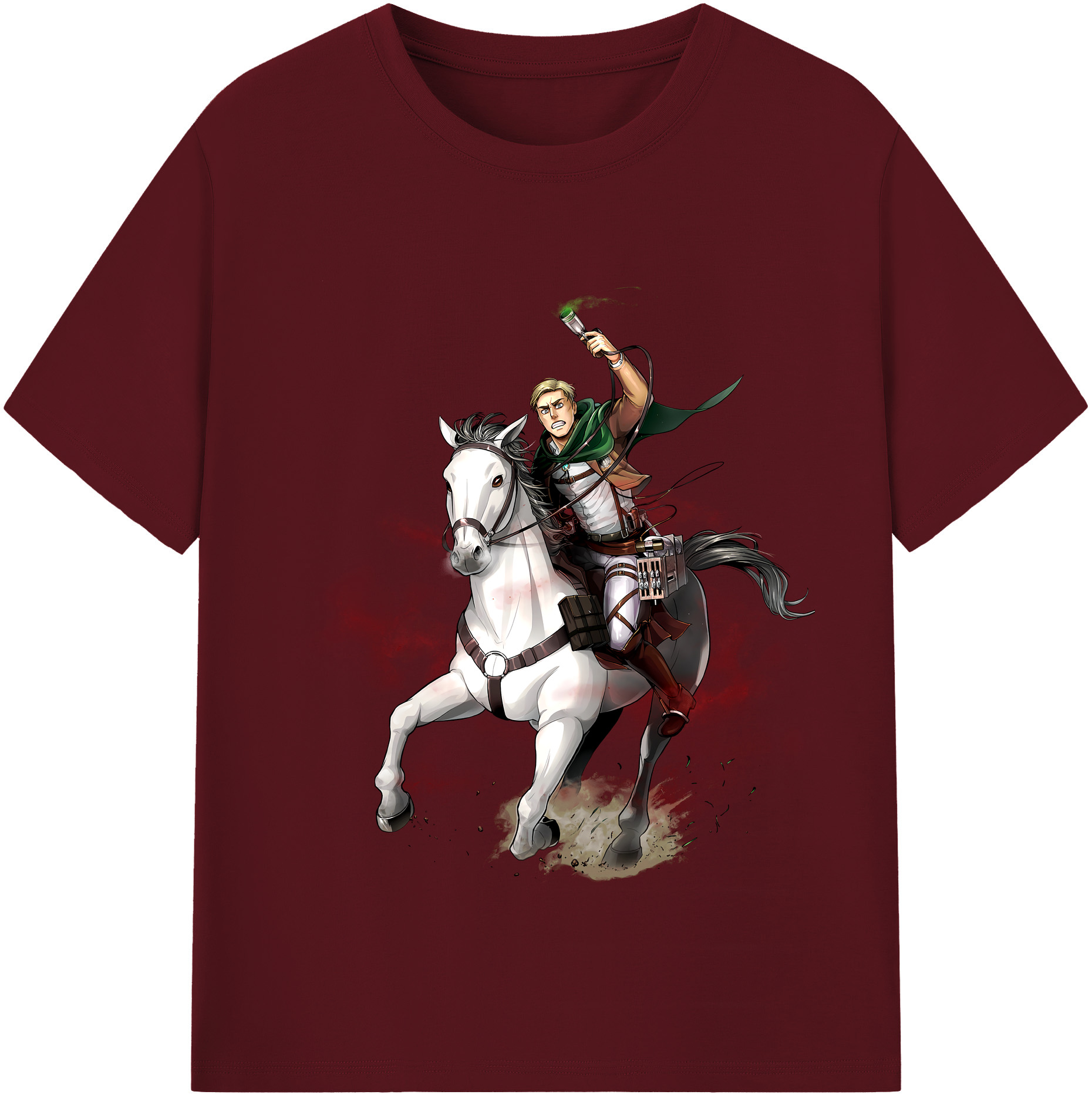 （画像用） 進撃の巨人 エルヴィン・スミス Attack on Titan Erwin Smith 綿100％半袖Tシャツ（フロントプリント）